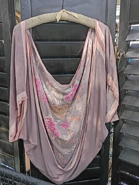Merona Mauve and Light Pink Floral Kimono Cardigan